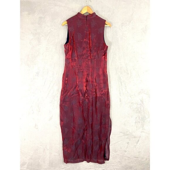 Vintage Harlow Nites Asian Brocade Maxi Dress Size 12 Sleeveless Evening Long - Picture 2 of 16